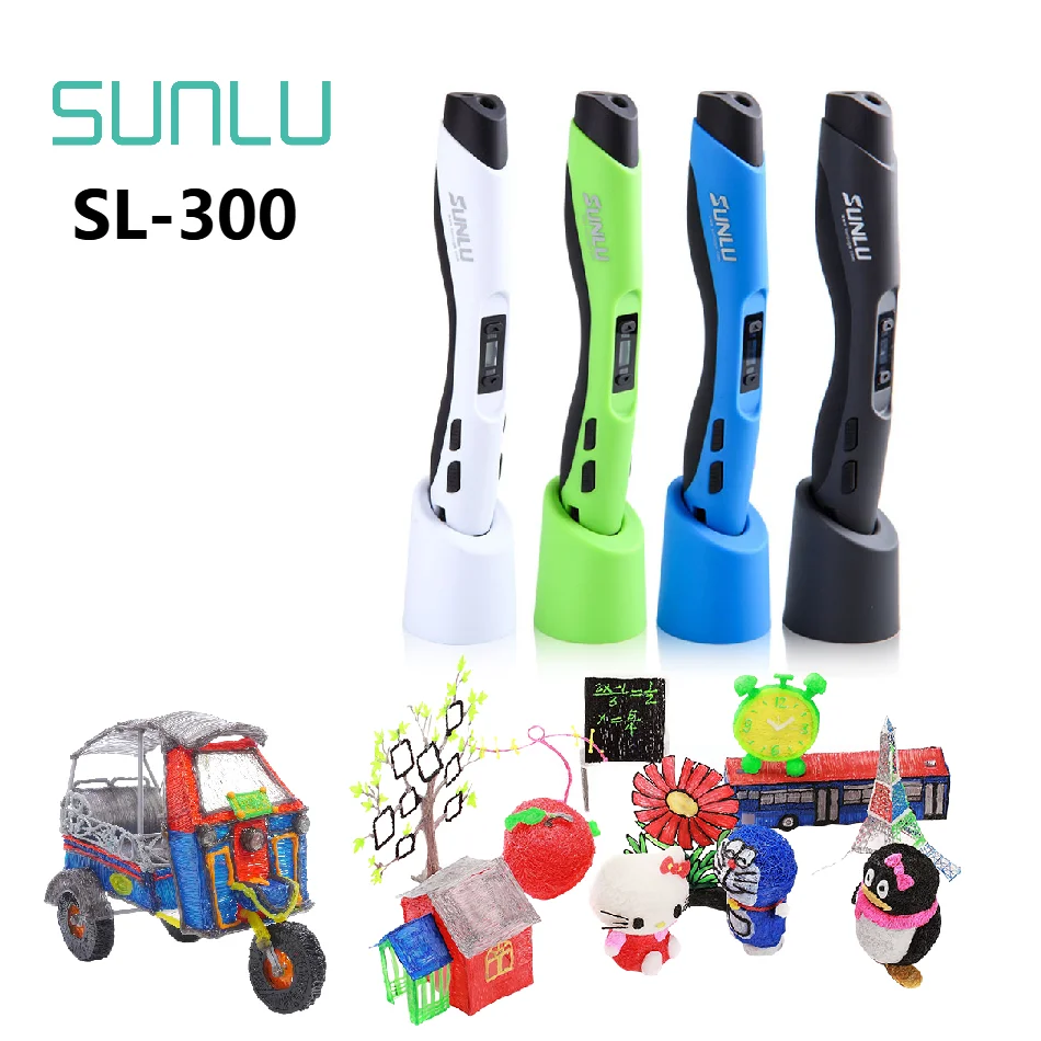 SUNLU SL-300 3D Pen Support PLA/ABS 1.75MM Filament For Intelligent Printing Explore Creative Craft DIY Gifts Fast Shipping