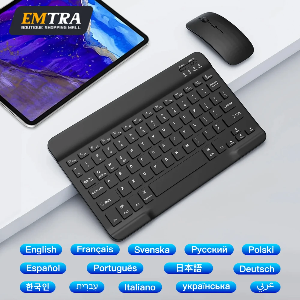 Wireless Bluetooth Mouse Rechargeable keyboard for iPad 10th 11th Pro Air Mini Generation for Samsung Xiaomi Spanish Keyboard