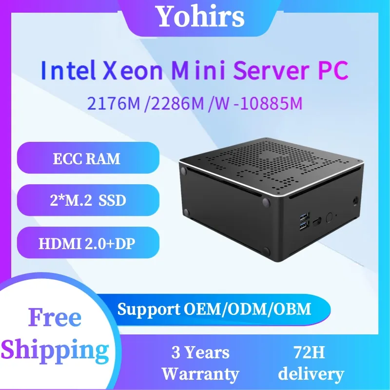 Yohirs Intel Xeon W-10885M E3-1545M V5 2176M 2286M 2LAN Mini PC Windows11 ECC RAM M.2 NVME 4K DP HD2.0 Game Computer PC WiFi
