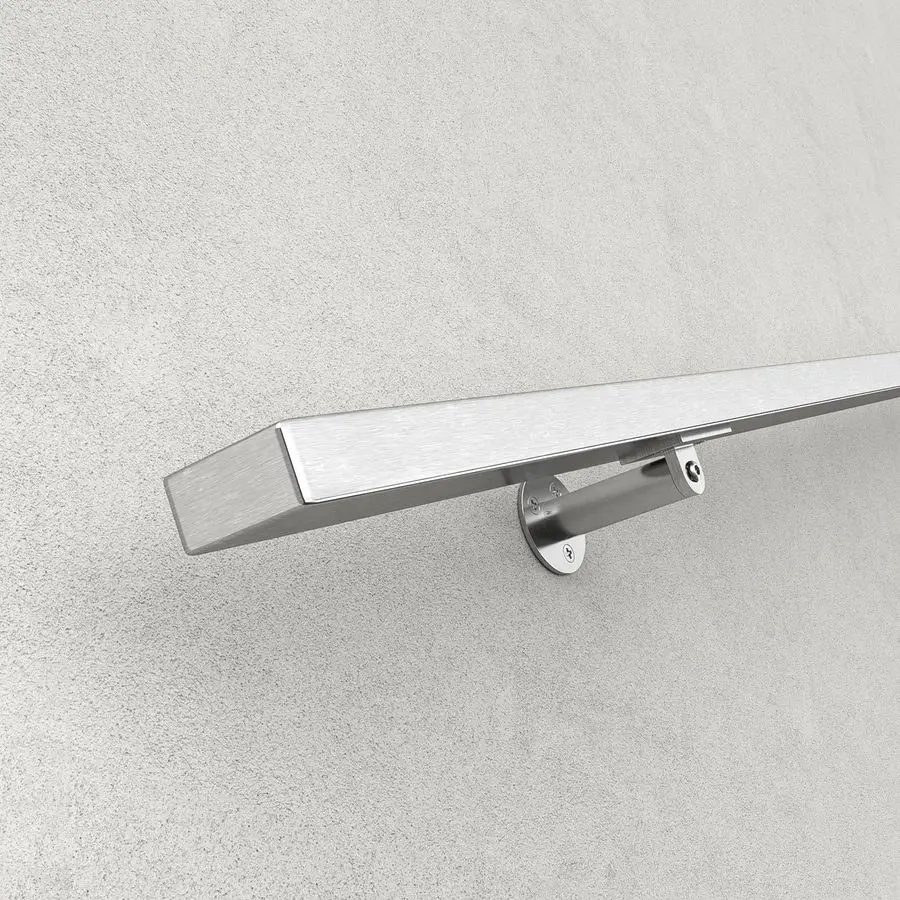 5Ft Predrilled Stair Handrail 1x2 Rectangular Brushed Wall Mounted Handrail Stainless Steel Safety Hand Rail Indoor Outdoor Stai