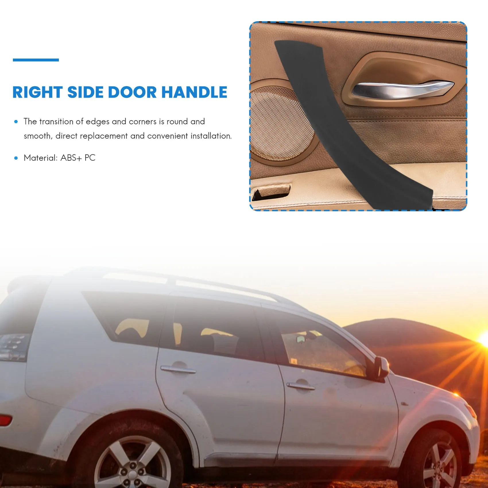 Right Side Inner Door Panel Handle Pull Outer Trim Cover for BMW 3-Series E90 E91 E92 E93 Black G
