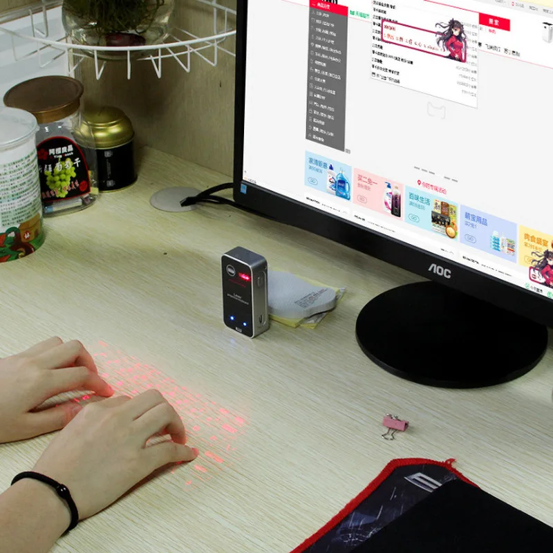 Bluetooth Virtual Projection Keyboard Wireless Laser Keyboard Touch Light Mouse Function Virtual Infrared projection Keyboard