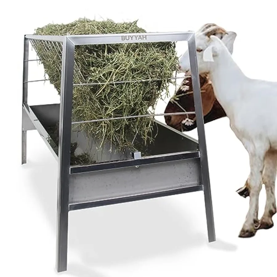 Stainless Steel Pasture Feeder 5-Feet 77 Gallon Capacity Livestock Feeder with Deeper Feeding Pan Easy to Assemble and Carry Fe