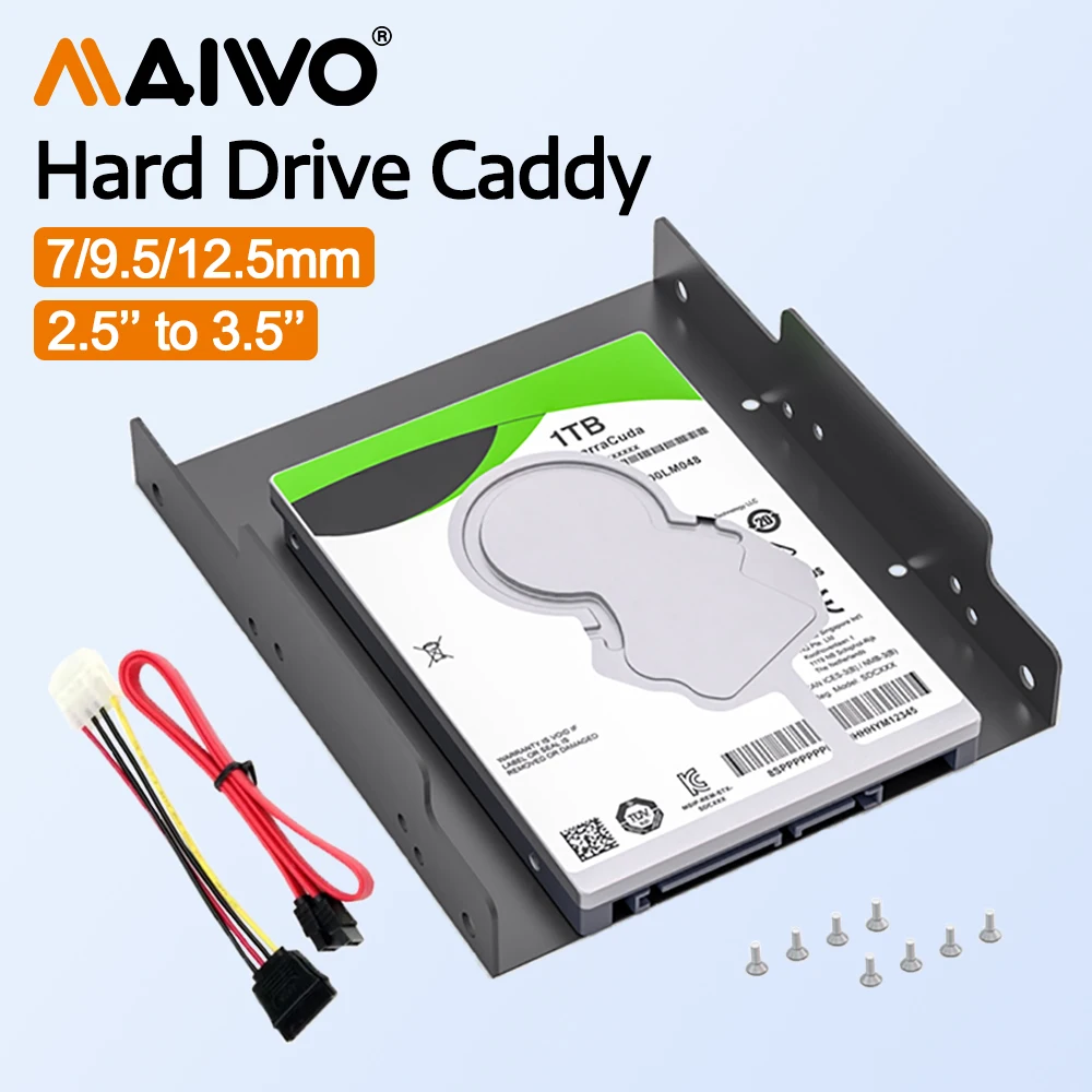 MAIWO 2.5'' to 3.5'' HDD SSD Converter Mounting Bracket Caddy Tray Mounting Hard Drive Holder for PC Protect Hard Disk Bracket
