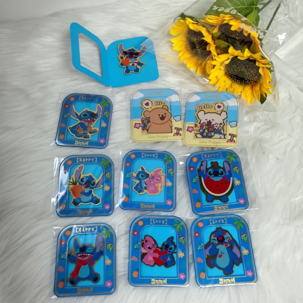 Beast Kingdom New 2025 Lilo & Stitch Line Puppy cute cartoon Character Gold Foil Stickers Party Decor Collection Gift Periphery