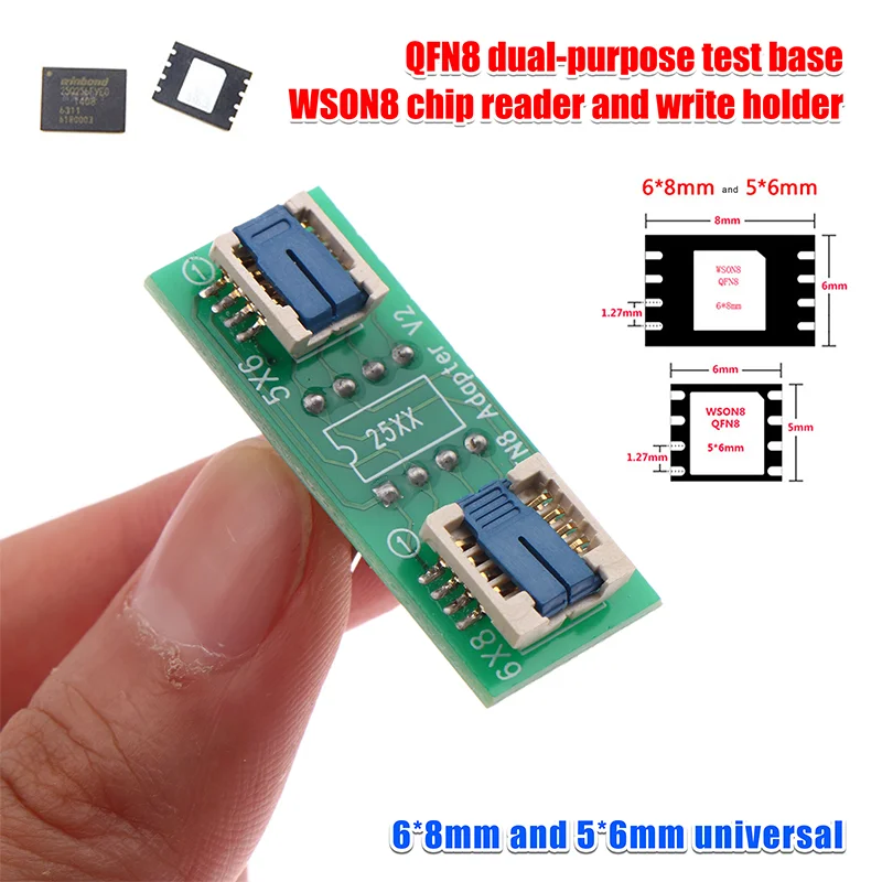 QFN8/WSON8 Universal Two-in-one Socket / Adapter For Both 6*5MM And 8*6MM Chips SMT BIOS Flash Socket
