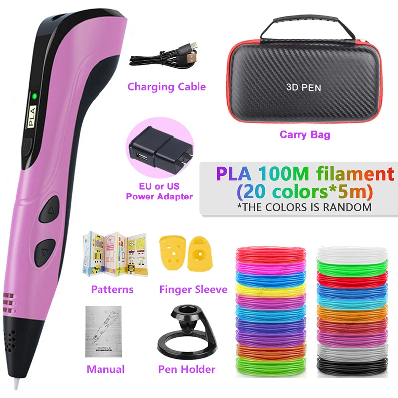 New 3D Printing Pen 3D Pen for Children Kids Creative DIY Pens Child's Birthday Gift with PLA Filament Portable Travel Case