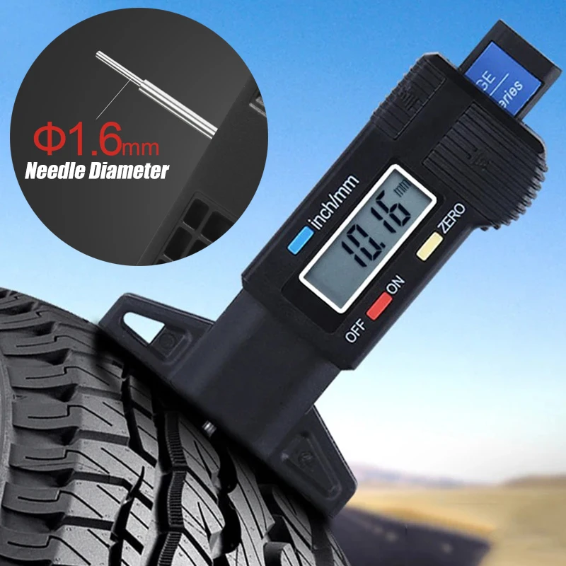 Digital Motorcycle Car Tire Tyre Tread Depth Gauge Meter Measurer Tool Caliper Thickness Detection Gauges Tread Brake Pad Shoe