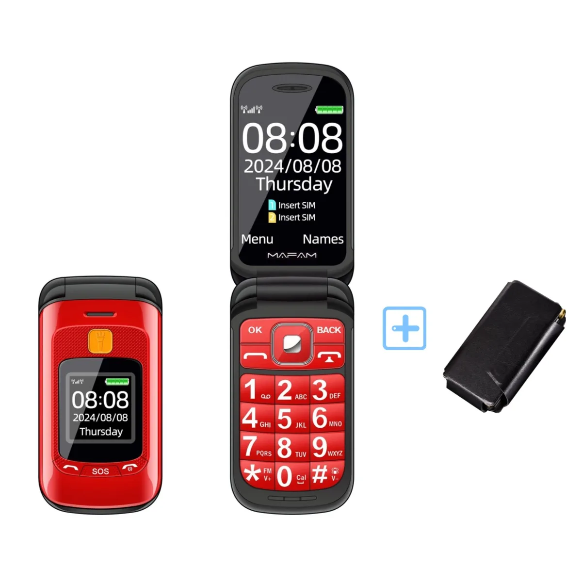 Mafam F899 Senior Flip Feature Phone Two Screen 2Sim Big Button SOS Dial Torch Clamshell Mobile Retro Style 15 days Long Standby