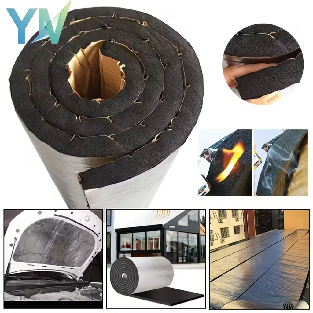 Self Adhesive High Density Fireproof Insulation Foam Sound Deadening Rubber Pad Heat Acoustic Barrier for Roof Wall Home Studio