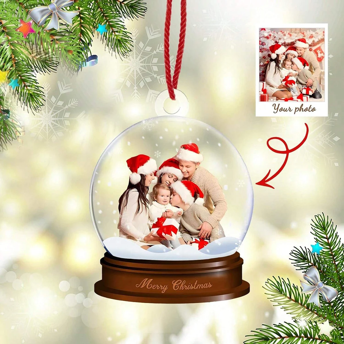Personalized Photo Ornament For Christmas, Family Christmas Gifts, Holiday Gifts, Couples Gifts, Custom Picture Ornament