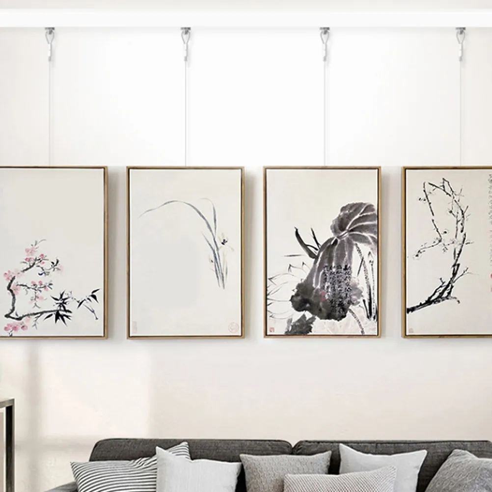 5Sets Adjustable Picture Hanging Wire Kit Sleek Steel Cable Hooks Secure Stylish Display for Artwork Photos Mirrors