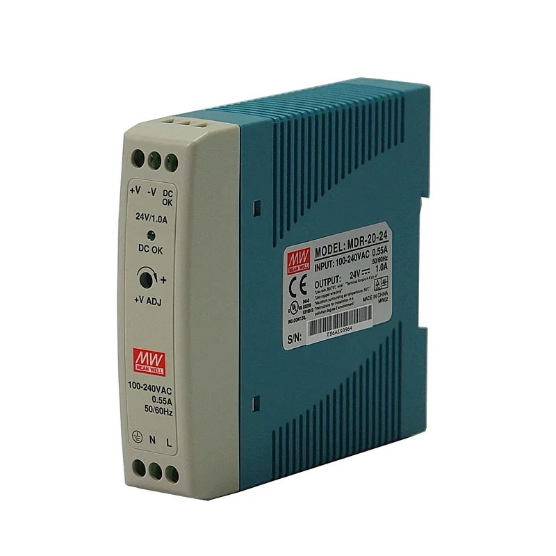 MDR-20 Power MDR-20-24 24V 1A Single Output Industrial DIN Rail DC Power Supply for CNC Router or Other Use