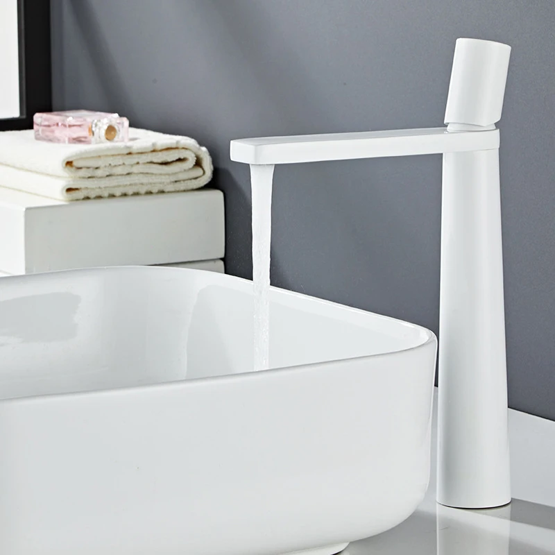 White Bathroom Basin Faucet Black/Chrome Black/Chrome/White Faucet Sink Mixer Tap Hot and Cold Single Handle Basin Faucet