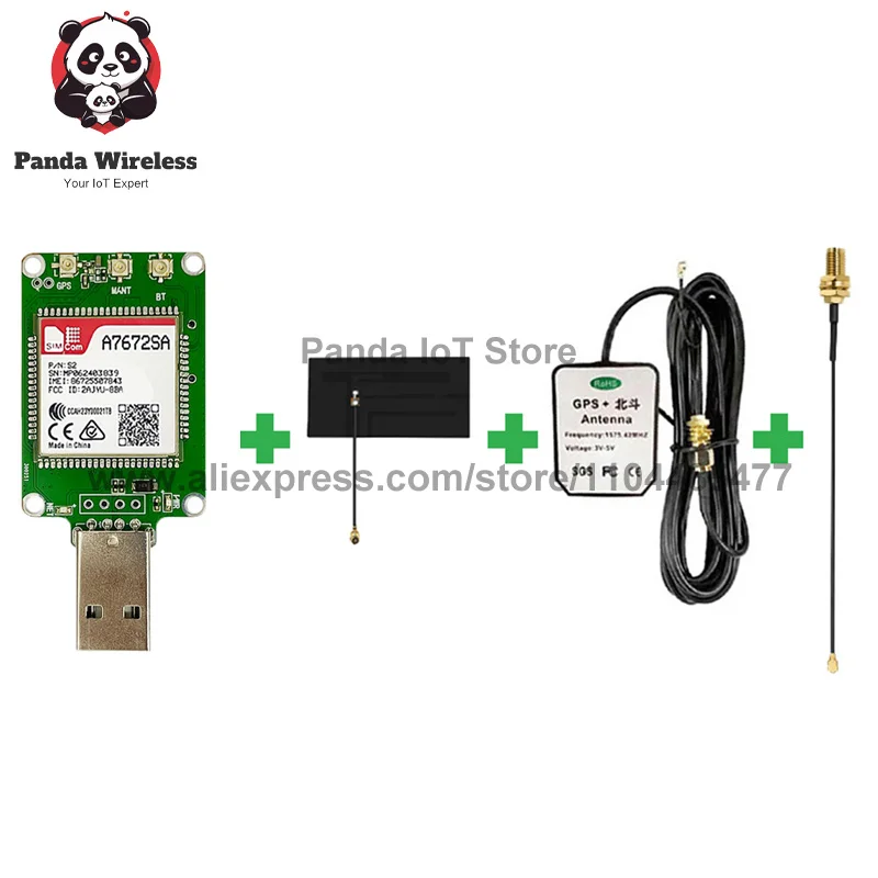 1PCS SIMcom A7672SA LTE CAT1 Dongle A7672SA-FASE support GPS LTE-FDD: B1/B2/B3/B4/B5/B7/B8/B28/B66 GSM/GPRS/EDGE: 900/1800MHz