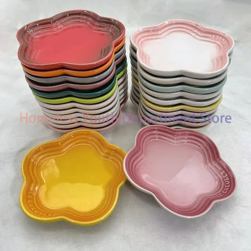 14cm Plum Blossom Small Plate Sauce Plates French Cool Color Cake Dish Gradual Spit Bone Dishs Tableware Ceramic Dessert