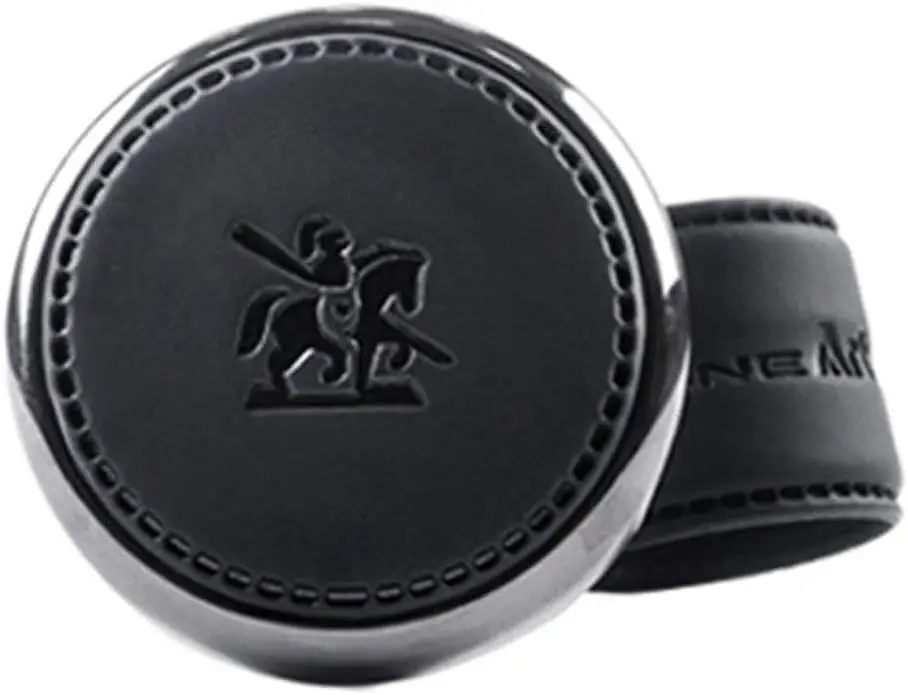 Leather Power Knob - Luxury Steering Wheel Spinner, High-Quality Black Handle for Vehicles