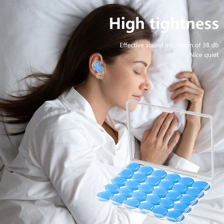 30/60Pcs Silicone Ear Plugs Reusable Earplugs for Sleeping Swimming Traveling Working Studying Noise Reduction Flexible Ear Plug