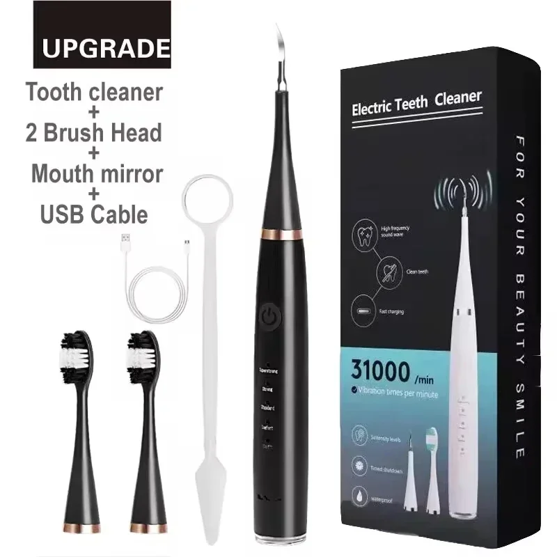 Sonic Electric Toothbrush 3 in 1 Tartar Removal Teeth Whitening USB Rechargeable with Replaceable Brush Heads for Dental Care
