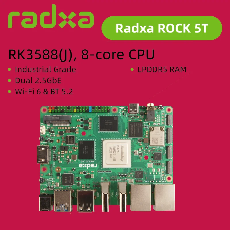 Radxa ROCK 5T RK3588 8-core CPU, 8K HDMI, LPDDR5 RAM, Industrial-Grade and WiFi 6 New