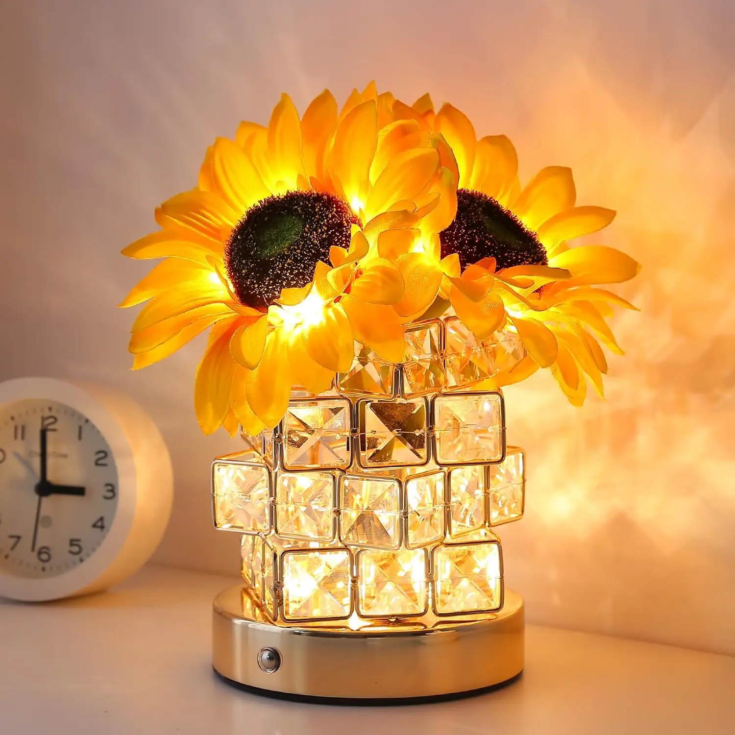 Sunflower Lamp Rechargeable Cordless Touch Night Light with 3 Colors Dimming for Home Decor Gifts