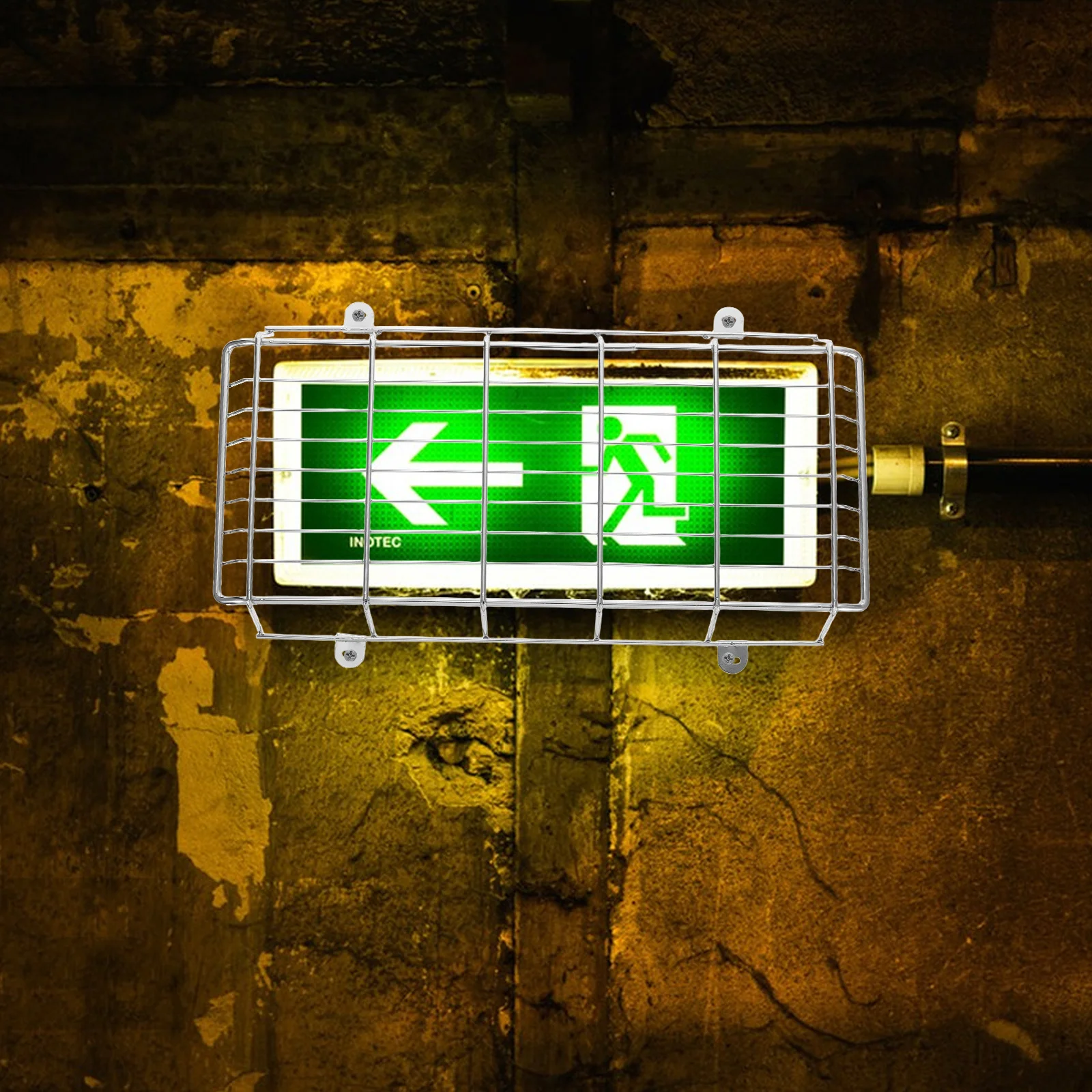 1 Set School Exit Sign Durable Anti-Kick Protective Cover High Visibility Emergency Lighting Wall Mounted Safety Cage For Exit