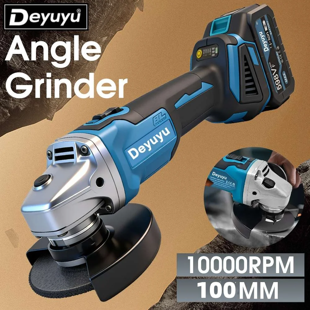 100mm Rechargeable Angle Grinder Lithium Battery Polishing Cutting Grinding Machine Sanding Wheel Tool for DIY Projects
