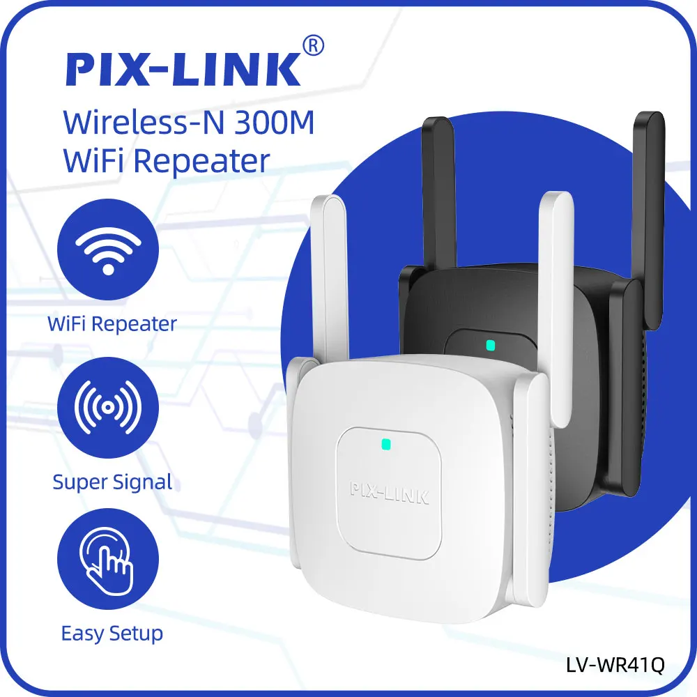 PIX-LINK WR41Q 300Mbps Wi-Fi Range Extender Signal Booster - Wifi Signal Repeater Wireless Network Amplifier for Home Office