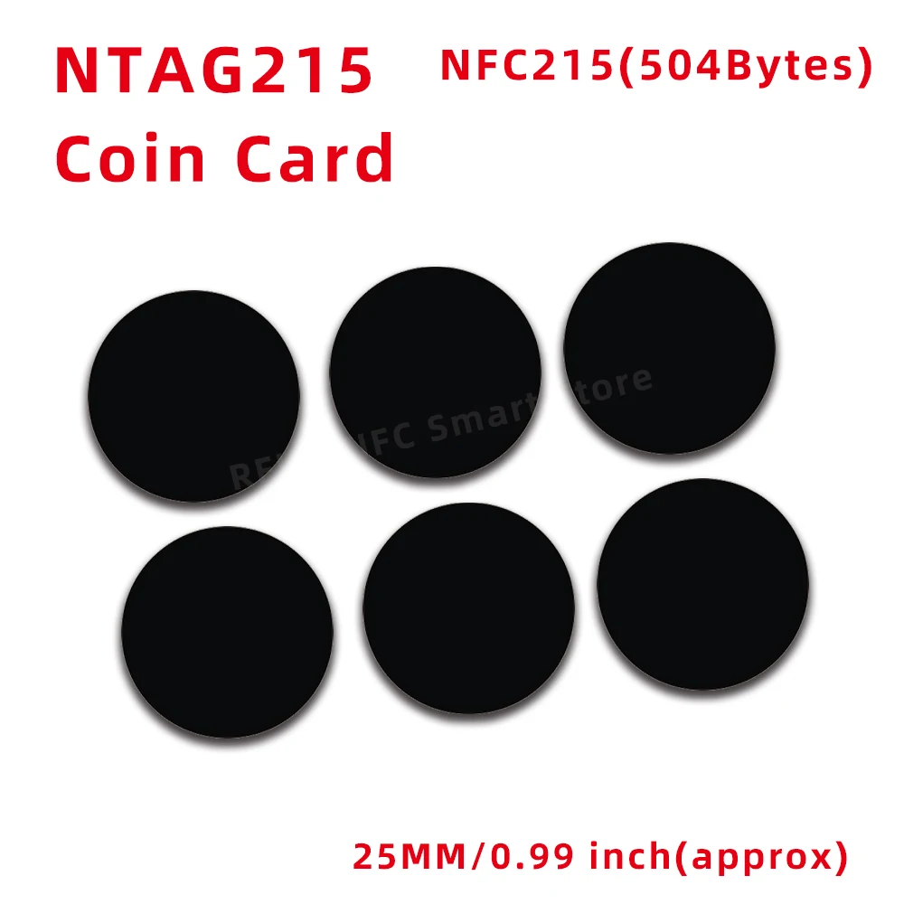 NFC Nt/ag215 Coin Card 13.56MHz Black NFC 215 Smart Tags RFID Card 25MM Dedicated for NFC personal automation NFC 215 Tags