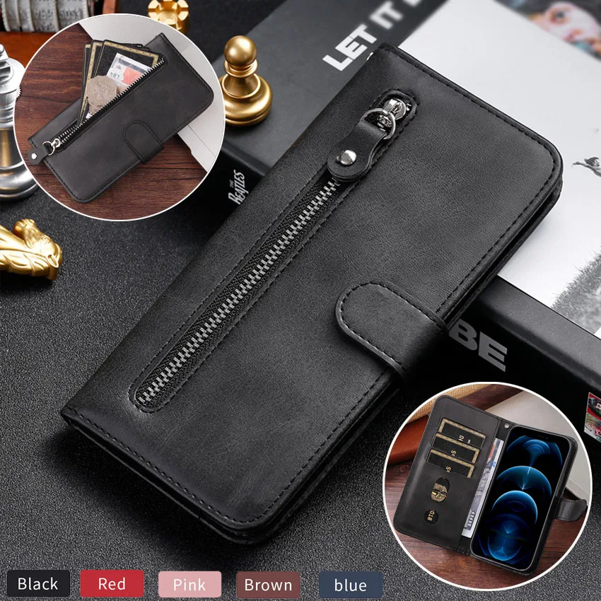 Zippered Wallet Leather Case For iphone 17 Air 16E 16 15 13 14 11 12 Pro Max X XR XS Mini SE 7 8 Plus Flip Card Funda Cover