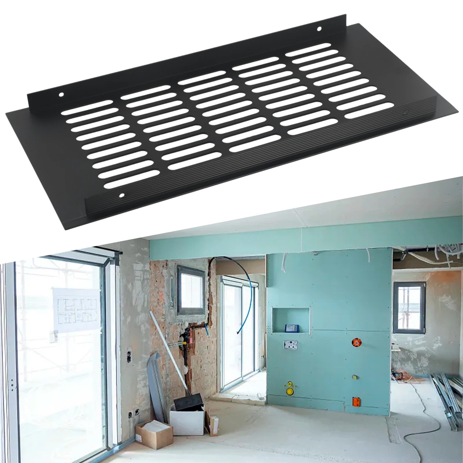 150mm Aluminium Rectangular Cabinet Wardrobe Air Vent Grille Ventilation-Cover For Air Conditioner Cabinet Grille Black Cover
