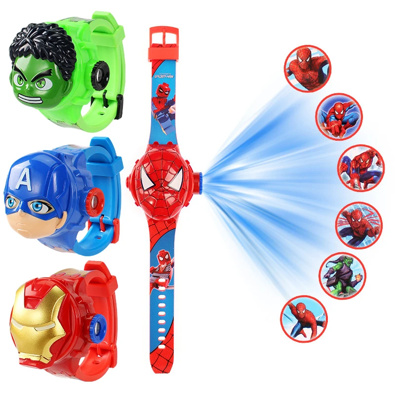 Fashion Spider-Man Projection Kids Watches for Boys Captain America Iron Man Children's Watch Digital Clock Student Toys Gifts