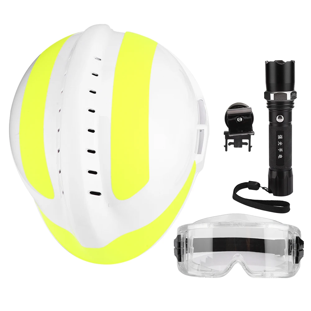 Universal Emergency Rescue Safety Helmets Anti-Impact Fire Fighter Protective Hard Hat Durable Sturdy with Headlamp and Goggles