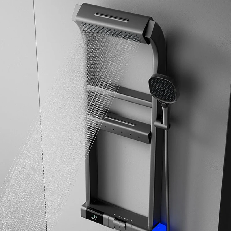 New Arrival Luxury Modern Single Handle Shower System Polished Chrome Thermostatic Faucets Rain Soft Jet Single Lever Ceramic