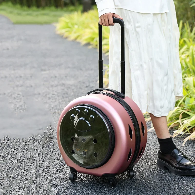 8 Colors Pet Trolley Luggage Portable Pet Outing Bag Transparent Space Cabin Pet Cart Portable Cat Bag Wholesale MultipleColors