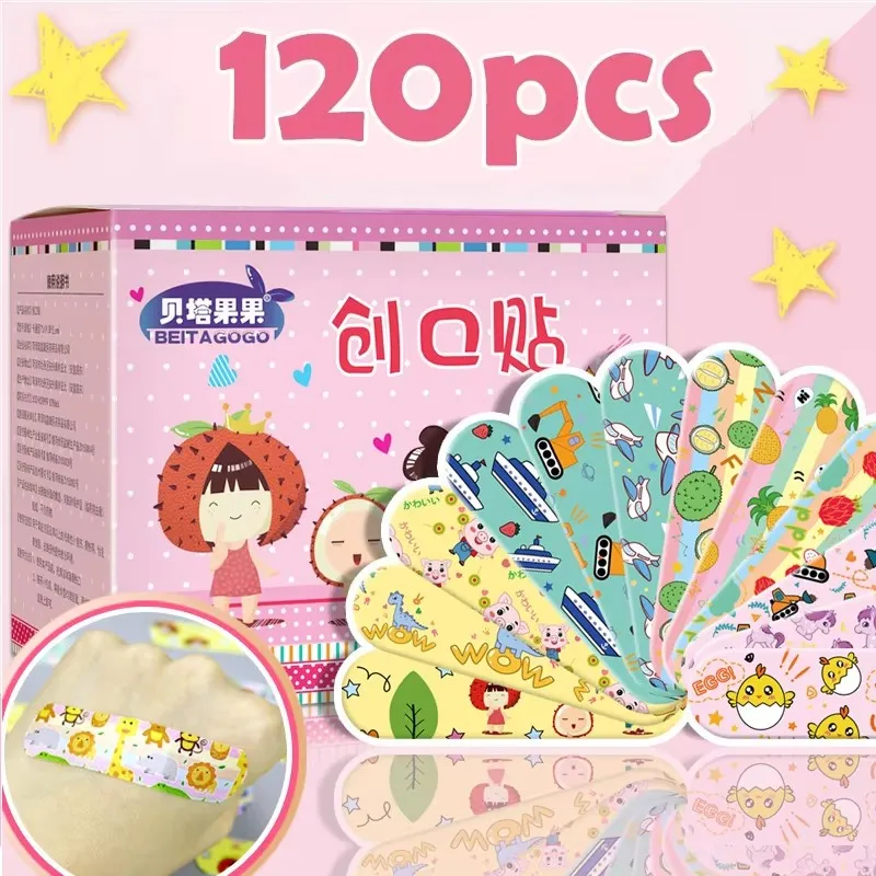 60/360PCS Cute Cartoon Medical Patch Waterproof Wound Adhesive Bandages Dustproof Breathable First Band Aid Adhesive for Kids