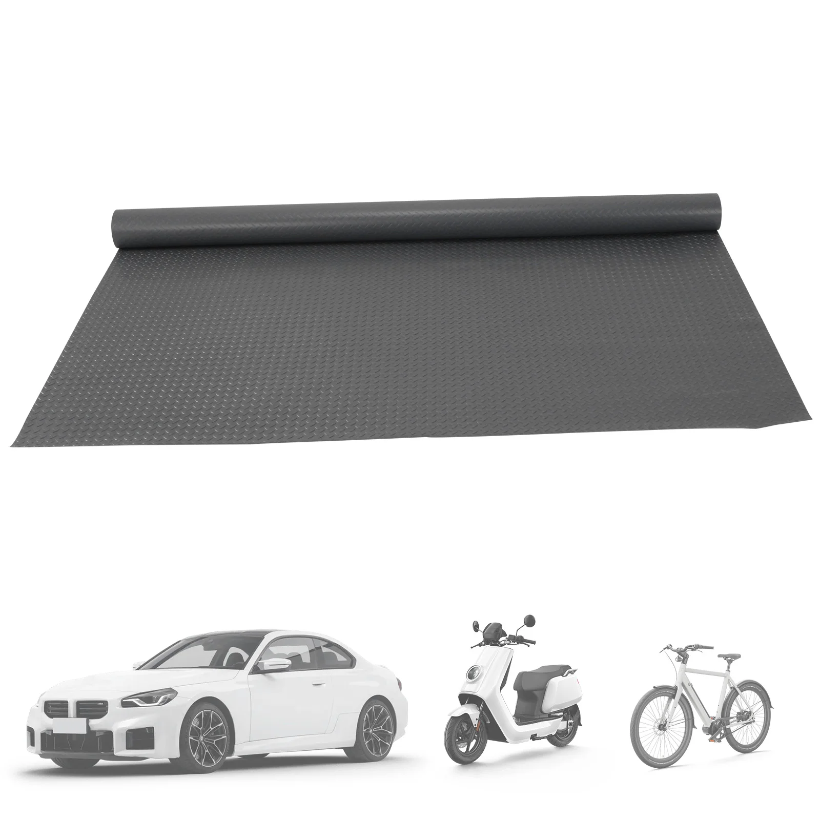 7.9x21/32.8 FT Floor Protector 2.5mm Garage Shop Parking Mat Diamond Plate PVC for Truck Trailer SUVs Van Golf Cart Motorcycle
