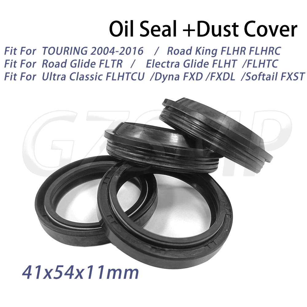 Front Fork Damper Oil Seal & Dust Seal 41x54x11 Fit for Touring 2004-2016 Road King FLHR Road Glide FLTR  Dyna Softail