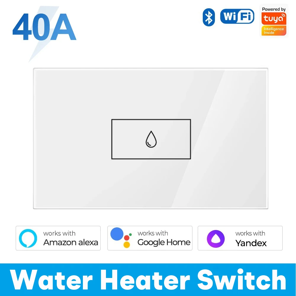 Smart Life 40A High Power Switch for Boiler Water Heater Air Conditioner Tuya App Control Works with Alexa Google Home Alice