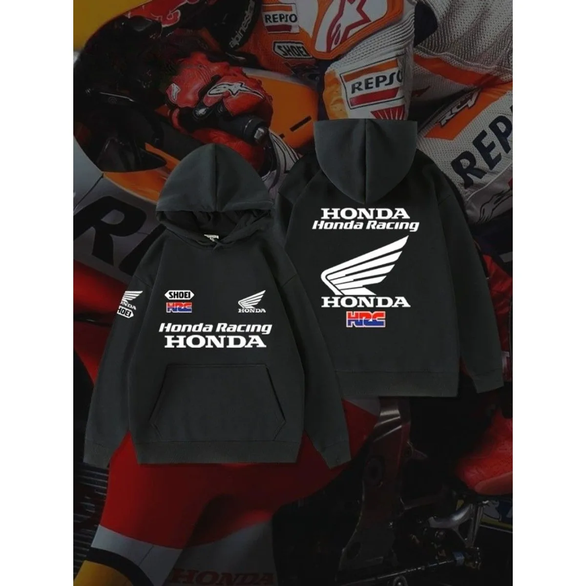 Honda Motorcycle Fashion Racing Clothing Factory Team Marquis Gold Wing Autumn and Winter Hoodie Sweater Loose Men's Clothing