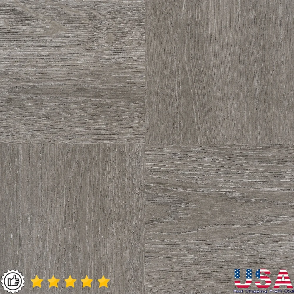 Peel and Stick Vinyl Floor Tiles 12x12 Inch Easy Installation Charcoal Grey Wood 20 Tiles 20 Sq Ft No Glue Needed
