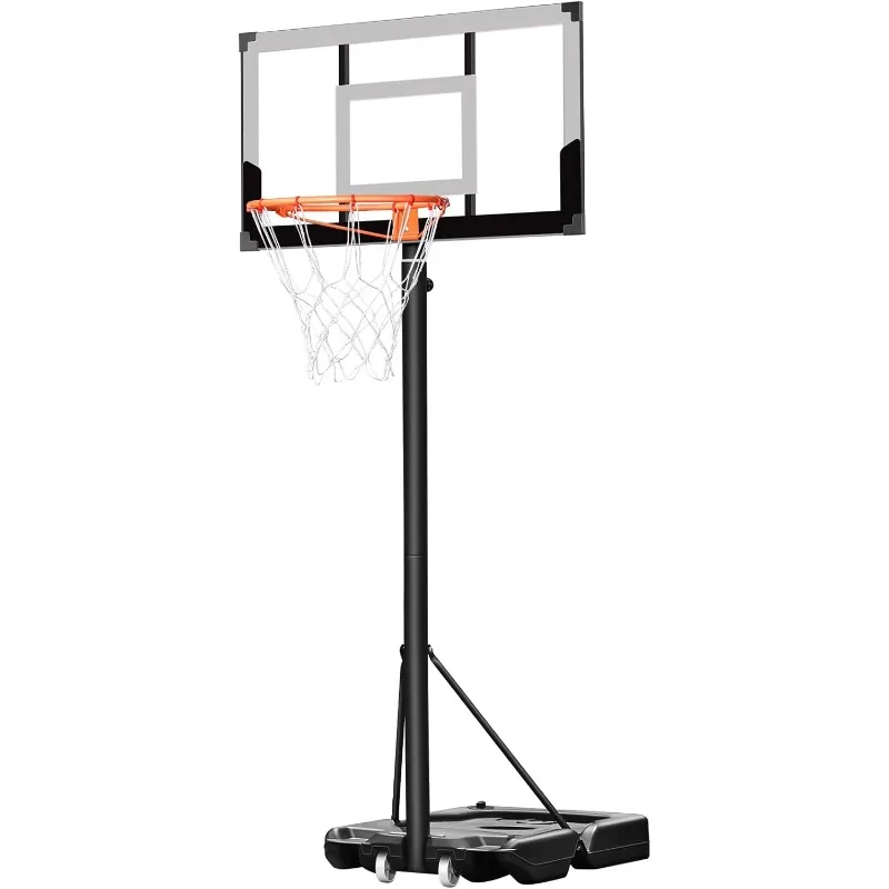 Portable Basketball Hoop Outdoor System with 40 Inch Shatterproof Backboard, 3.3FT-10FT Height Adjustable Basketball Goal System