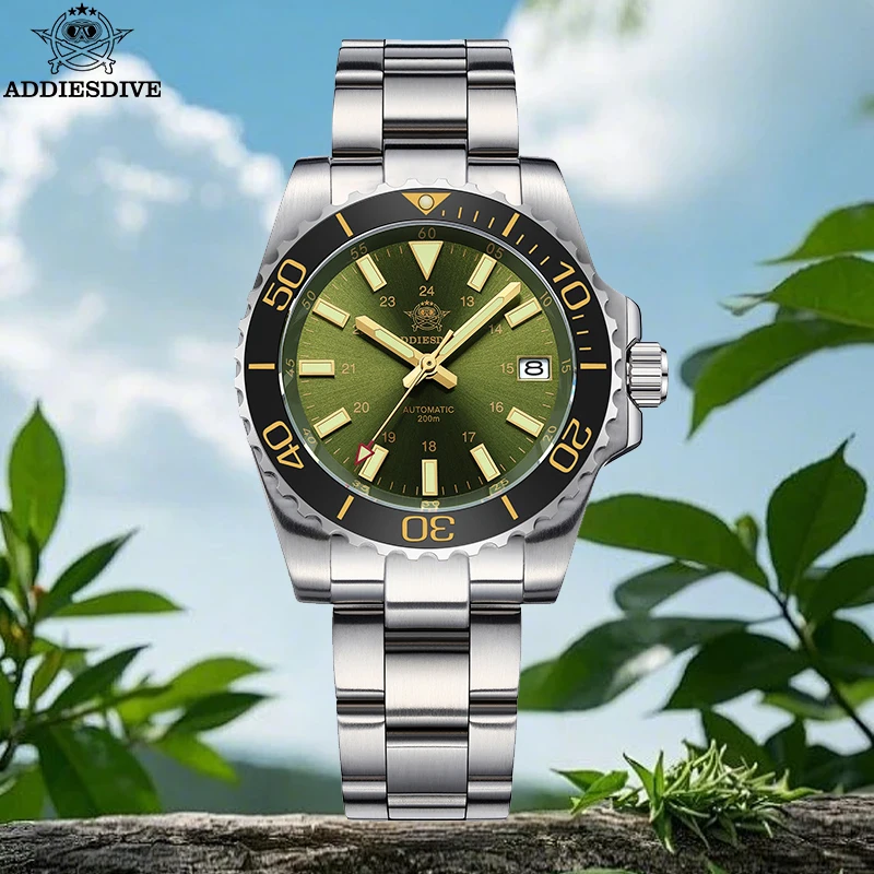 ADDIESDIVE Mens Automatic Watch NH35A Stainless Steel Waterproof Sapphire BGW9 Super Luminous Luxury Men's Mechanical Wristwatch