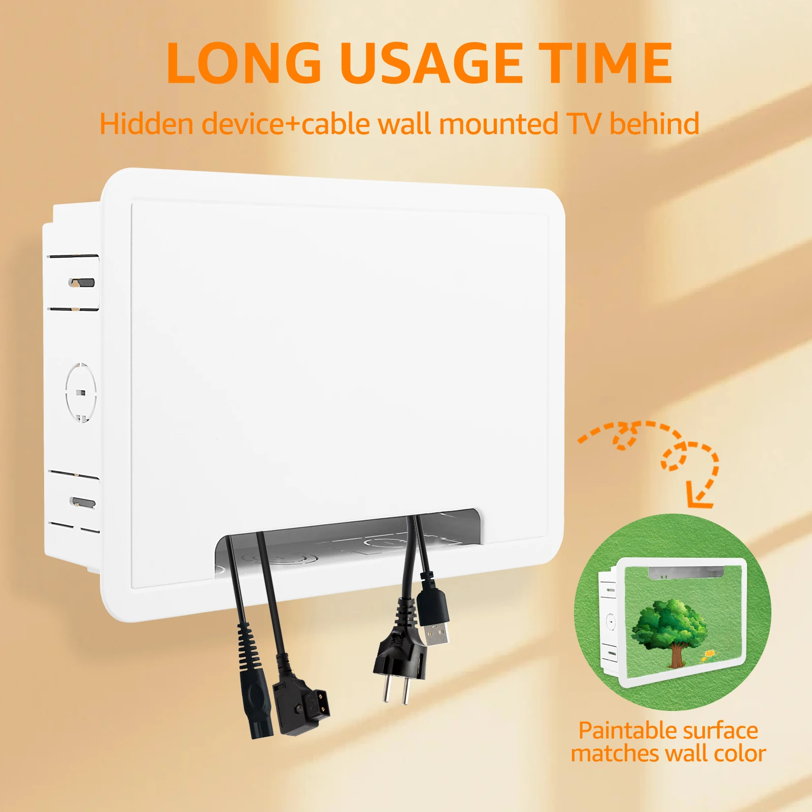 9" in-Wall TV Media Box Recessed TV Outletand Network Enclosure Cable Management Kit for Roku, Apple TV, Fire TV Stick,Samsung