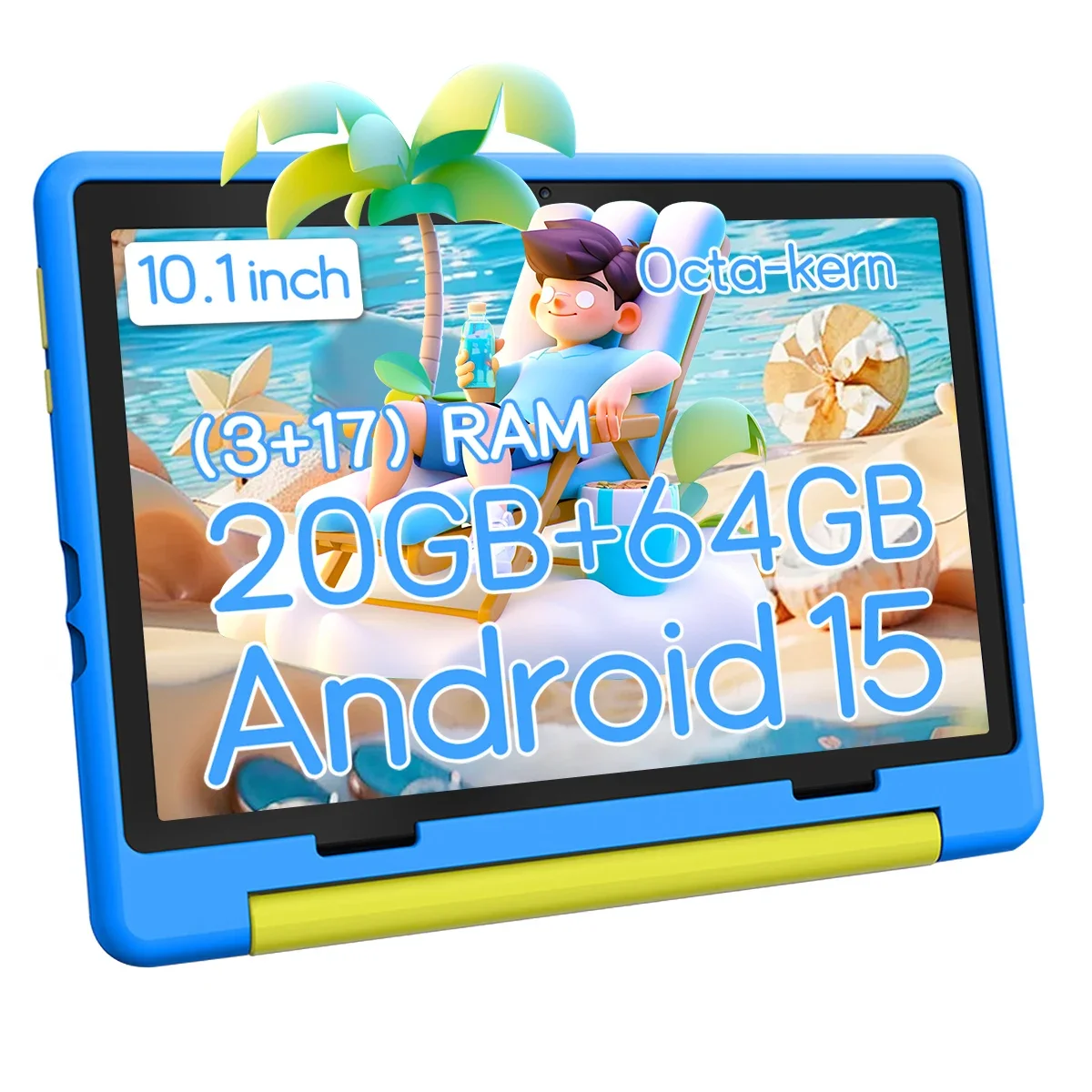 Kid Tablet Android 15 Tablet for Kids 10 inch 20GB+64GB 8-Core with Case 1TB TF Expandable for Toddler Children Parental Control