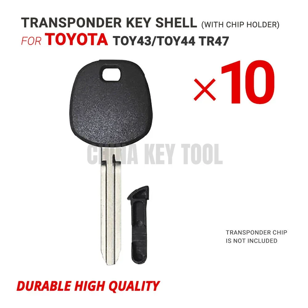 10X Transponder Key Shell With Blade TOY43/TOY44 TR47 For Toyota  W/ Chip Holder