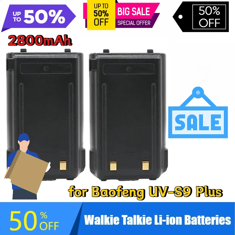 2800mAh for Baofeng UV-S9 Plus Battery Walkie Talkie Li-ion Batteries USB Charging