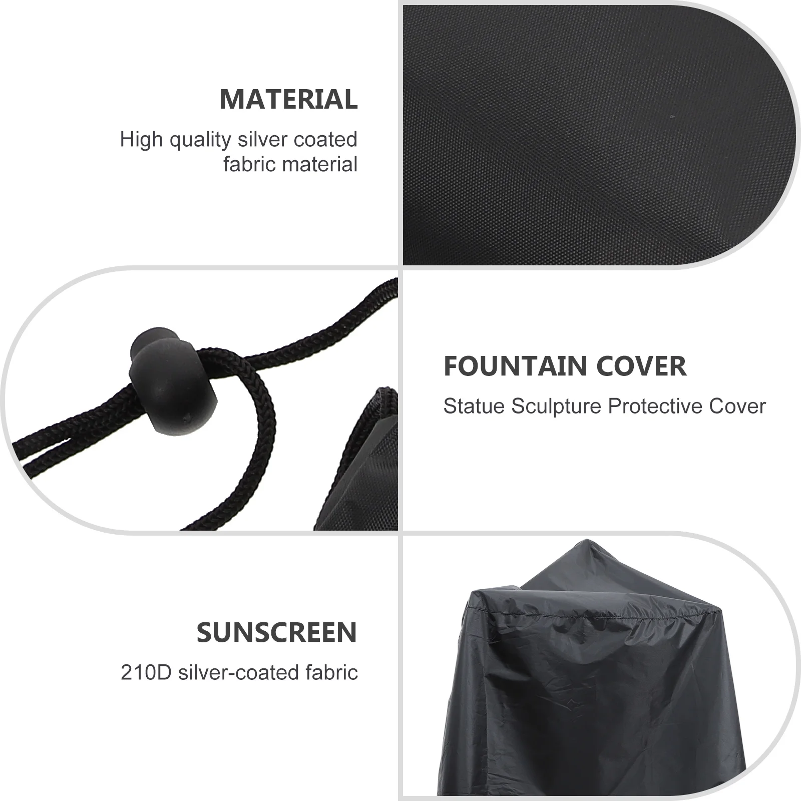 1pc Waterproof Garden Fountain Cover 300D Durable Outdoor Protector With Drawstring For Winter Rain Snow Protection Fountain