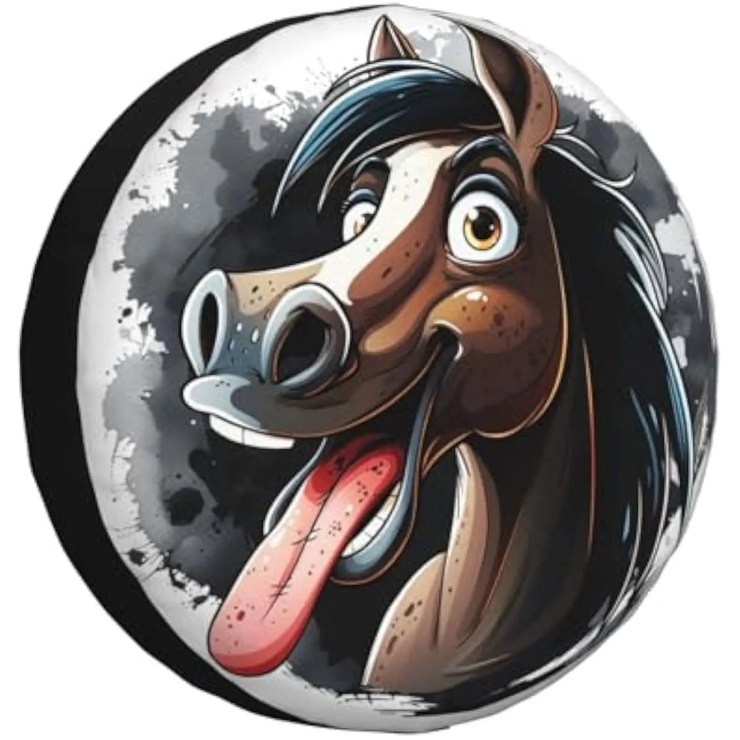 Funny Cartoon Horse Spare Tire Cover Polyester RV SUV Wheel Protector Weatherproof Outdoor Accessories