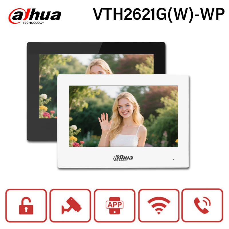 Dahua IP & Wi-Fi Indoor Monitor White VTH2621GW-WP Black VTH2621G-WP Video Intercom 7" PoE Screen IP Camera Monitor Full Digital